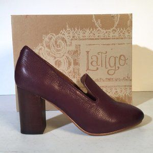 New LATIGO Plum Leather Pumps Heels 'Kala' Modern Loafer Eggplant